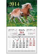 Картинка к книге Календари - Календарь на 2014 год с магнитным креплением "Лошадь с жеребенком" (32010)