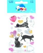 Картинка к книге Блестящие наклейки - Наклейки детские "Кошки с сердцами" (JGS001)