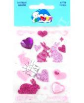Картинка к книге Блестящие наклейки - Наклейки детские "Зайцы с сердцами" (JGS002)