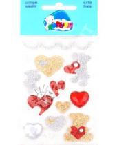 Картинка к книге Блестящие наклейки - Наклейки детские "Мишки с сердцами" (JGS003)